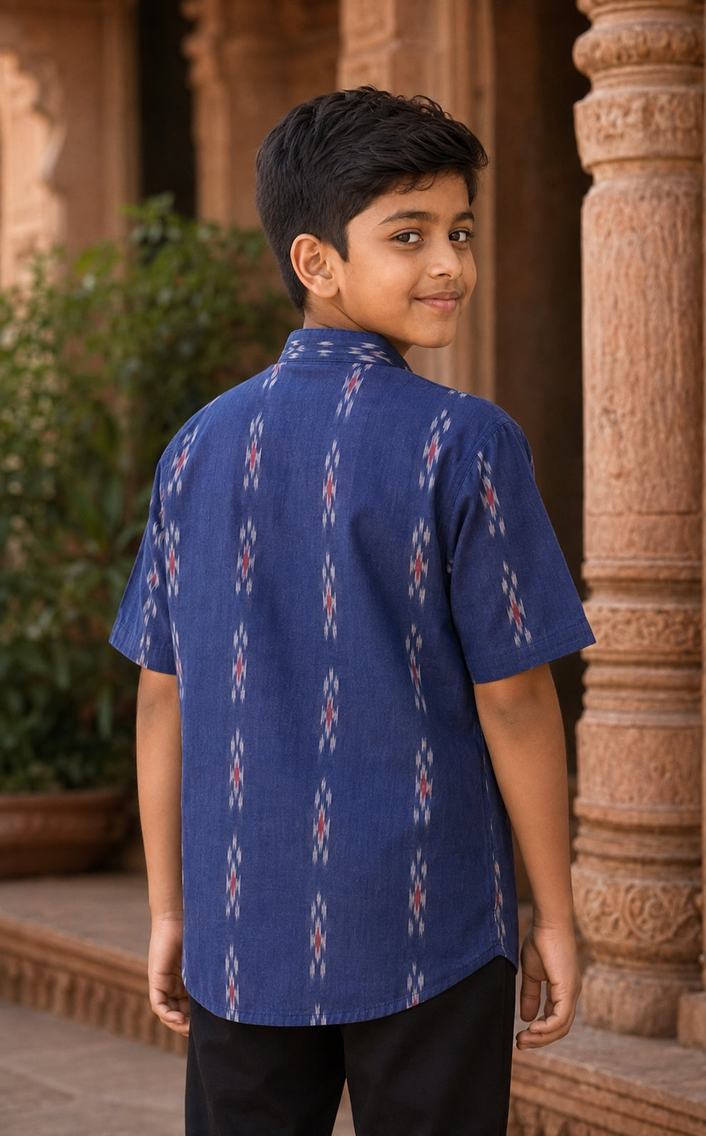Boys Handloom Blue Shirt