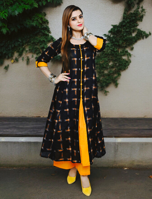 Handloom Designer Black Star Women Kurta Set