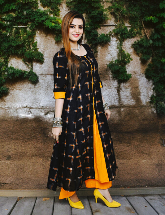 Handloom Designer Black Star Women Kurta Set
