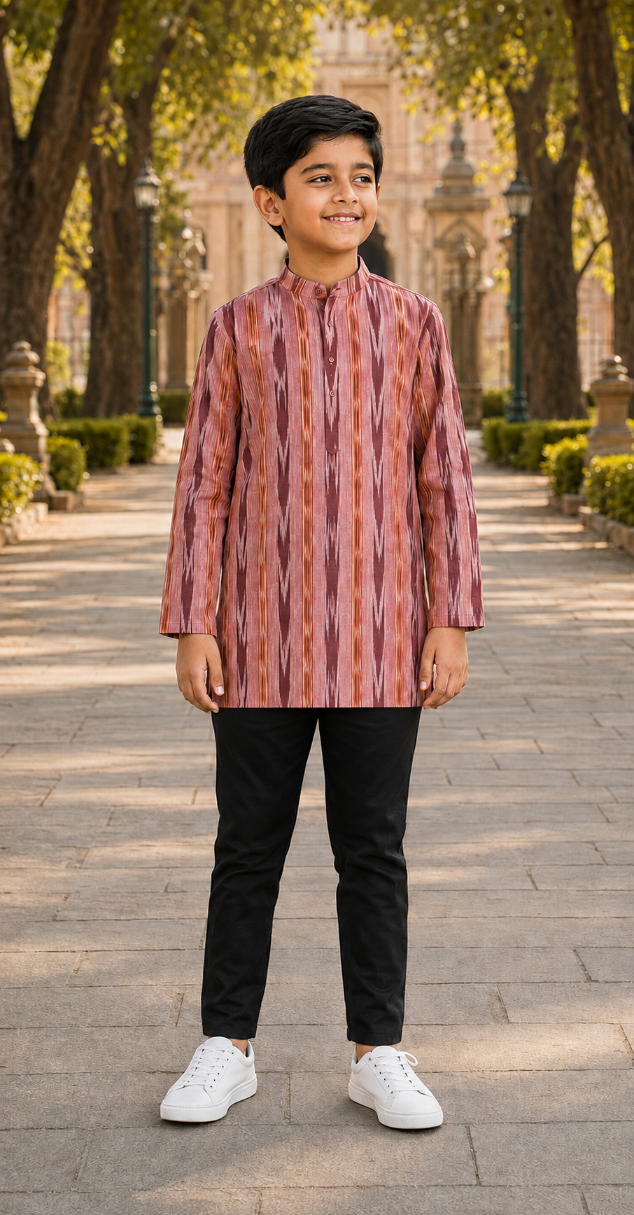 Boys Pink Short Kurta