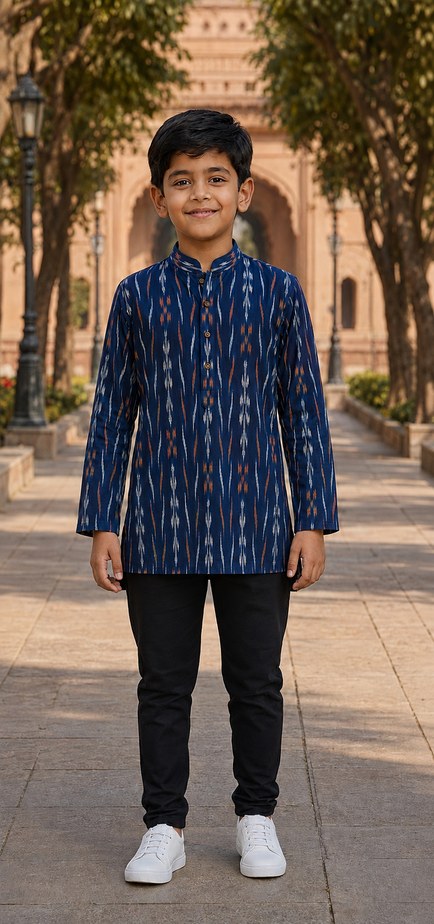Handloom Blue Boys Short Kurta
