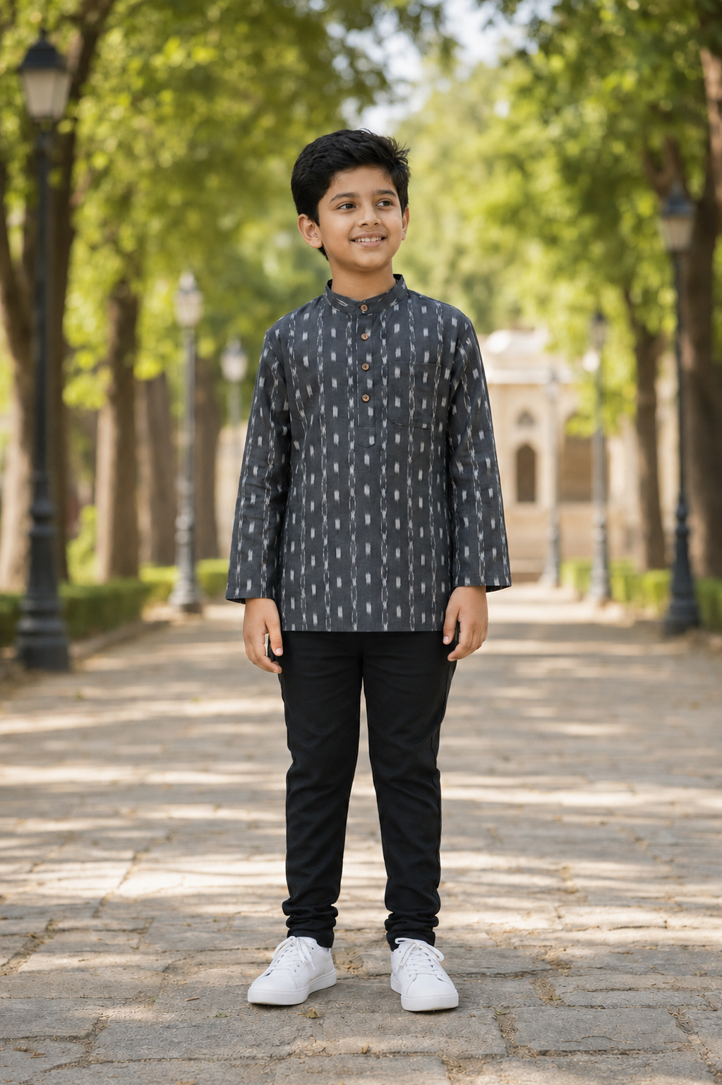 Handloom Boys Black Short Kurta