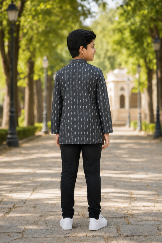 Handloom Boys Black Short Kurta