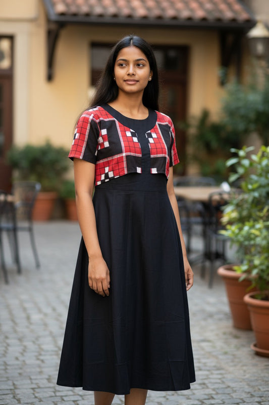 Handloom Black Kurta & Passapali Short Jacket