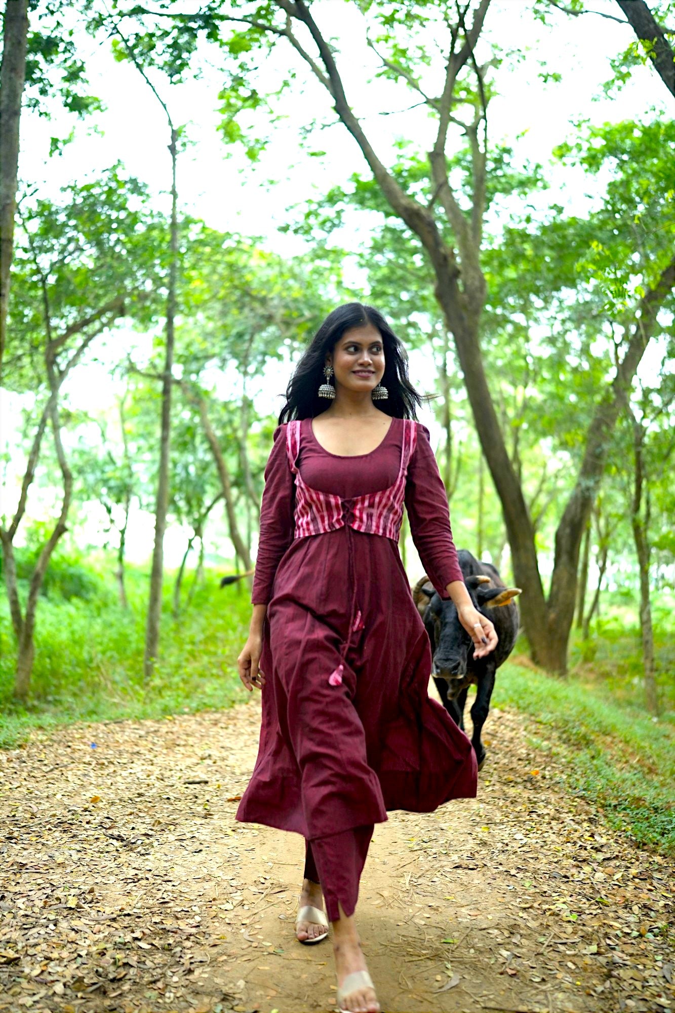 Maroon Anarakali Set with Short Jacket