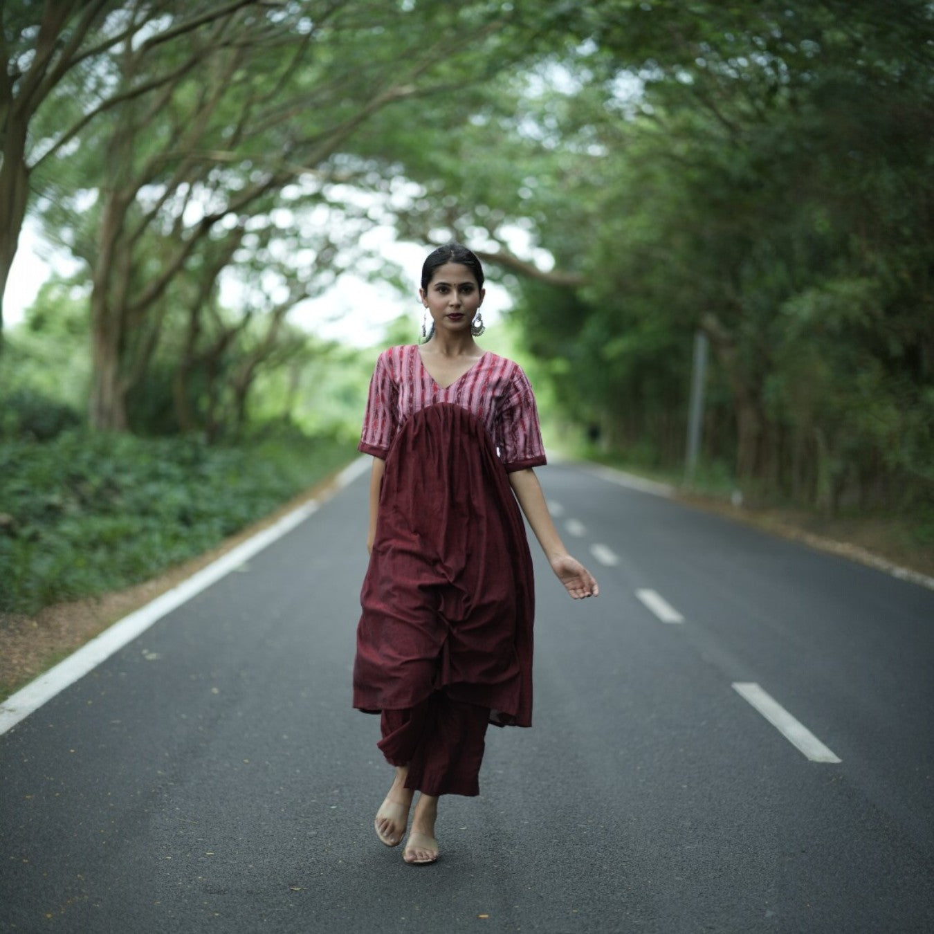 Handloom Stylish Maroon Kurta Set