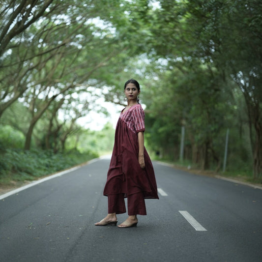 Handloom Stylish Maroon Kurta Set