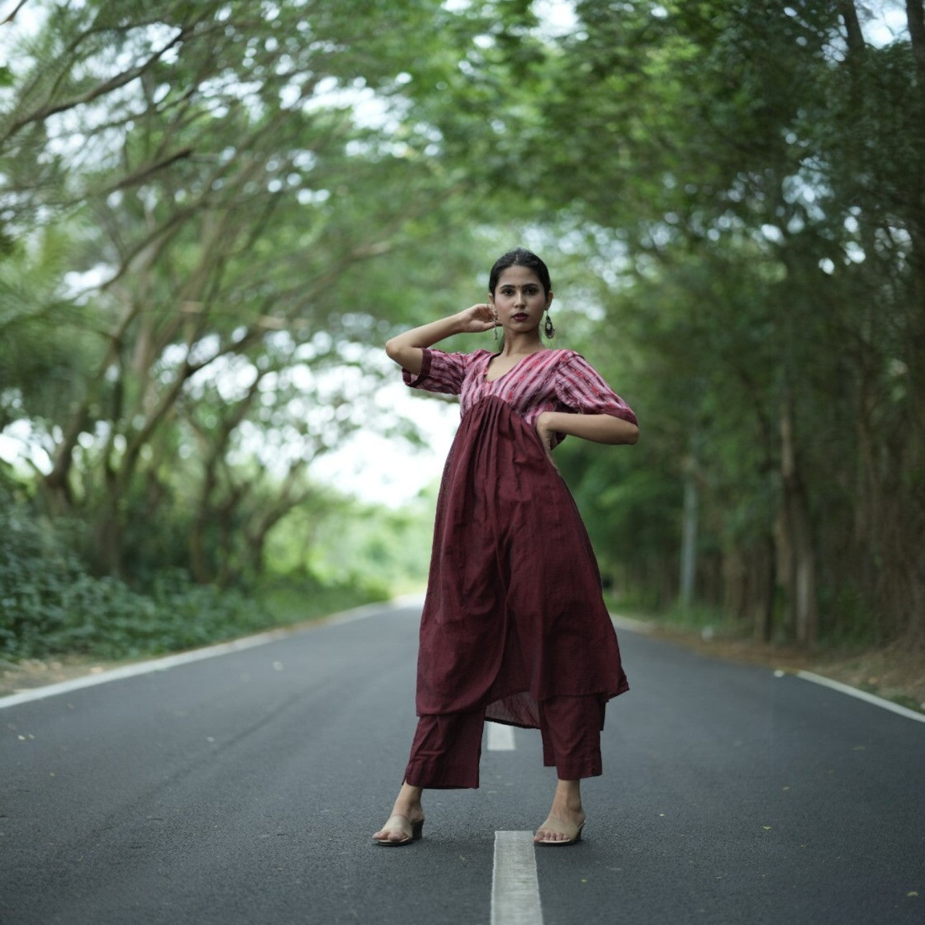 Handloom Stylish Maroon Kurta Set