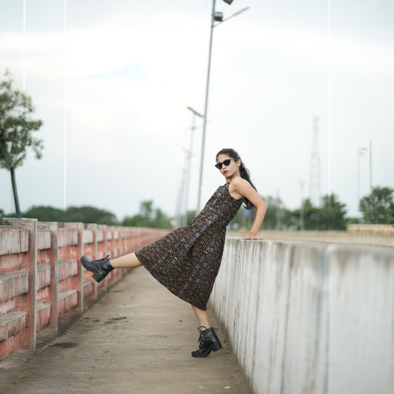 Ikkat Cotton Black Single Dress
