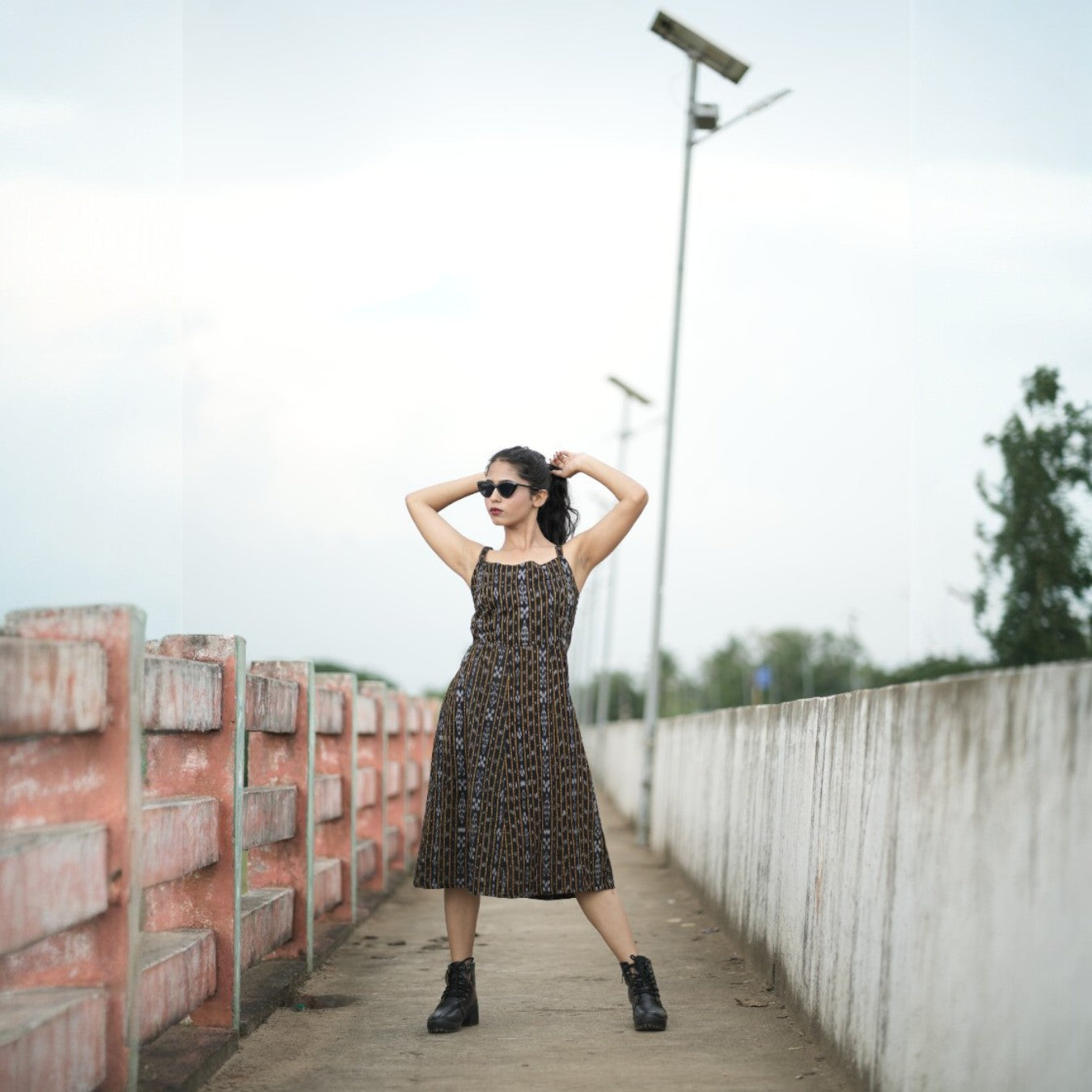 Ikkat Cotton Black Single Dress