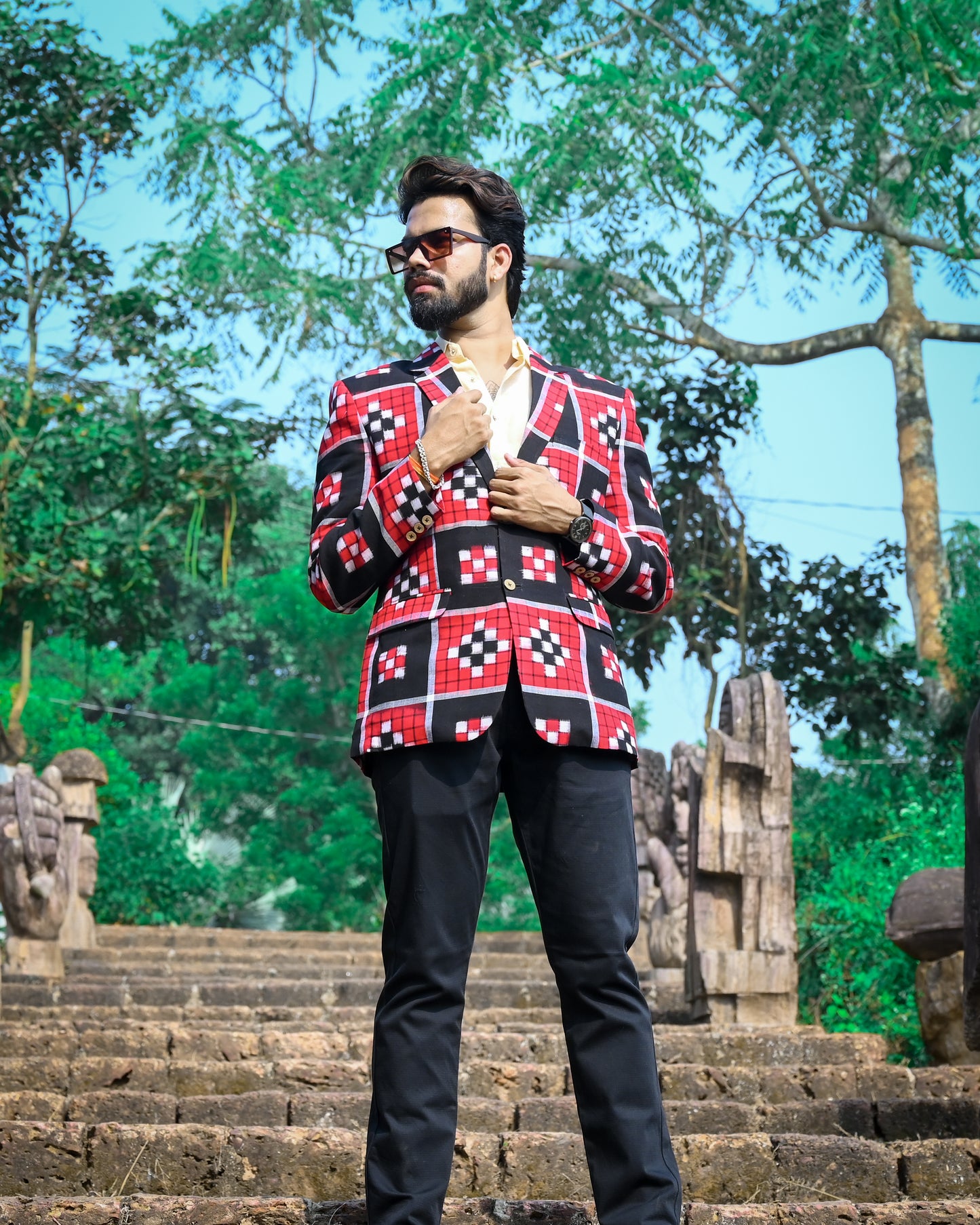 Red & Black Passapali Men's Blazer