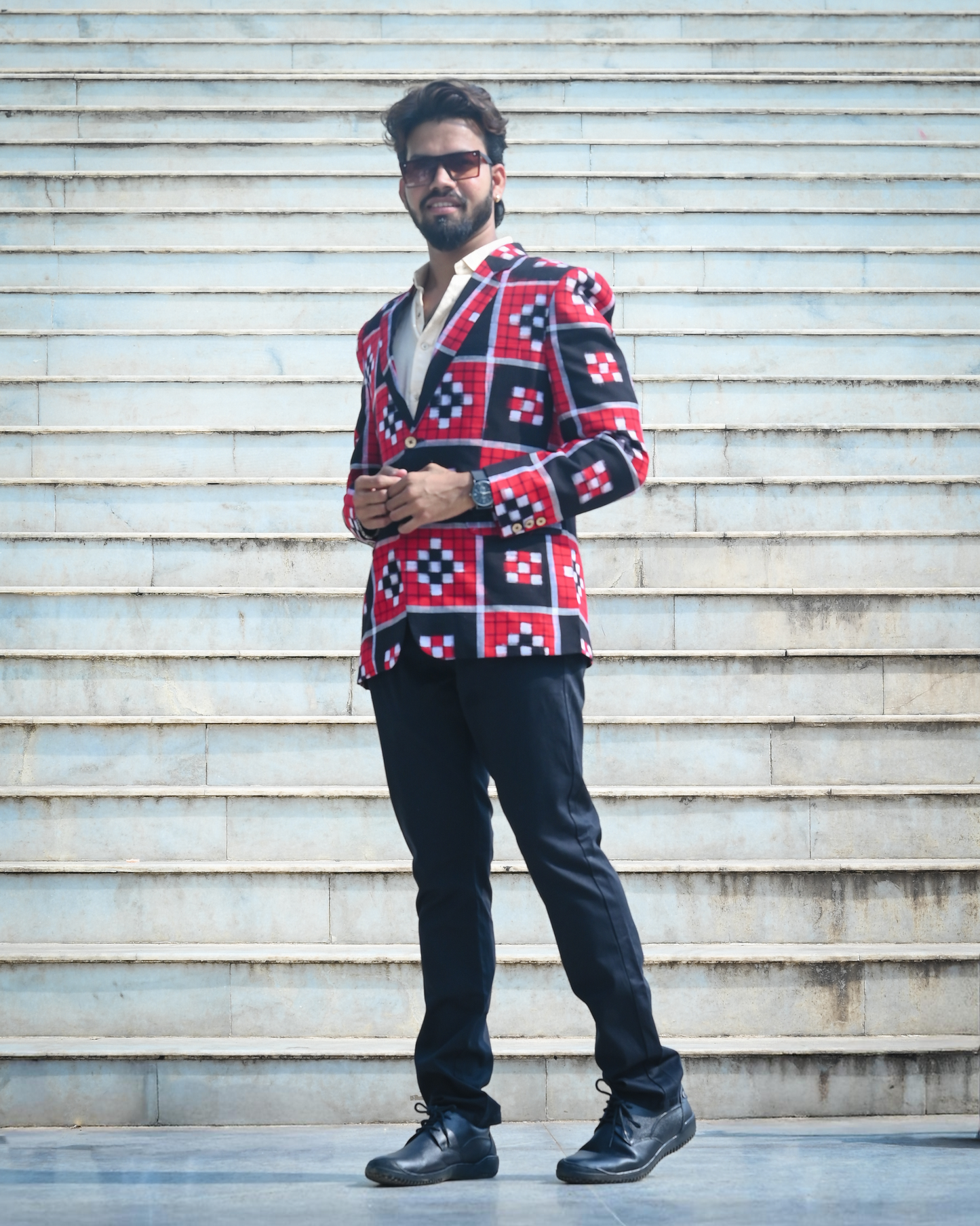 Red & Black Passapali Men's Blazer