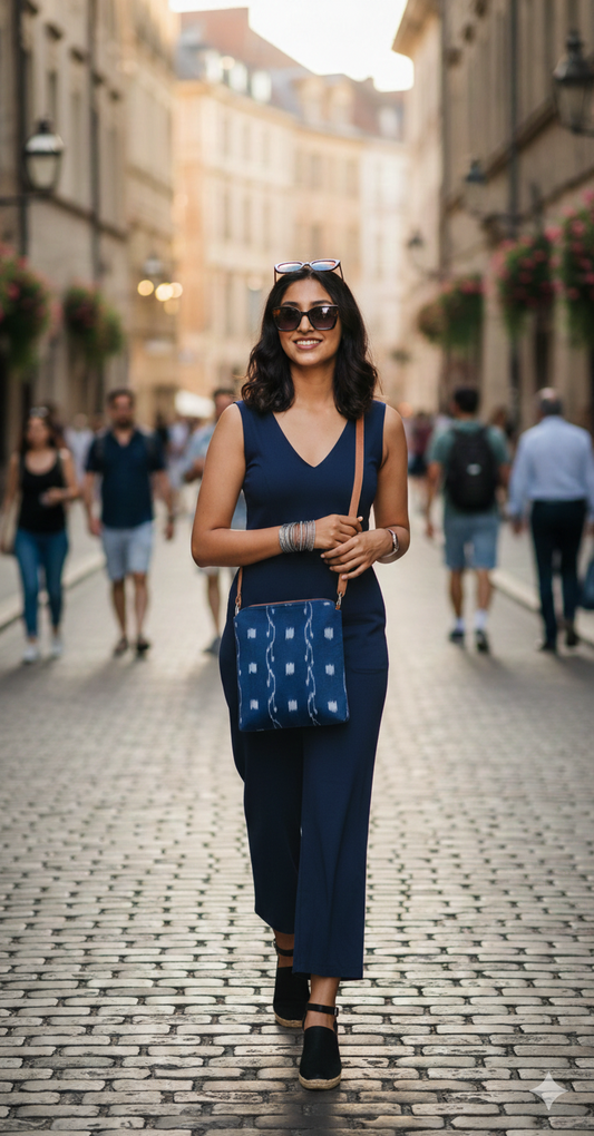 Handloom Sling Blue Bag