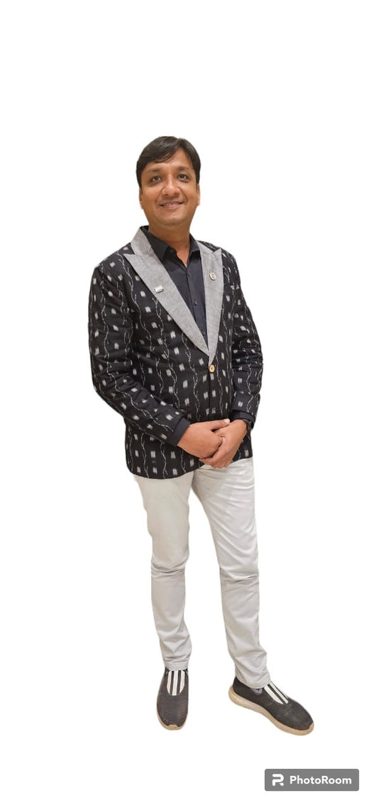 Handloom Black Mens Blazer