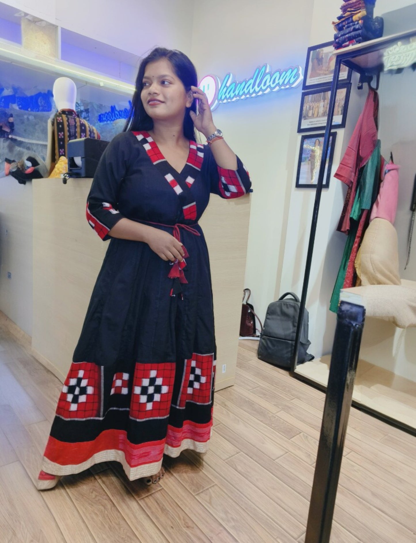 Handloom Black Passapalli Kurta Set