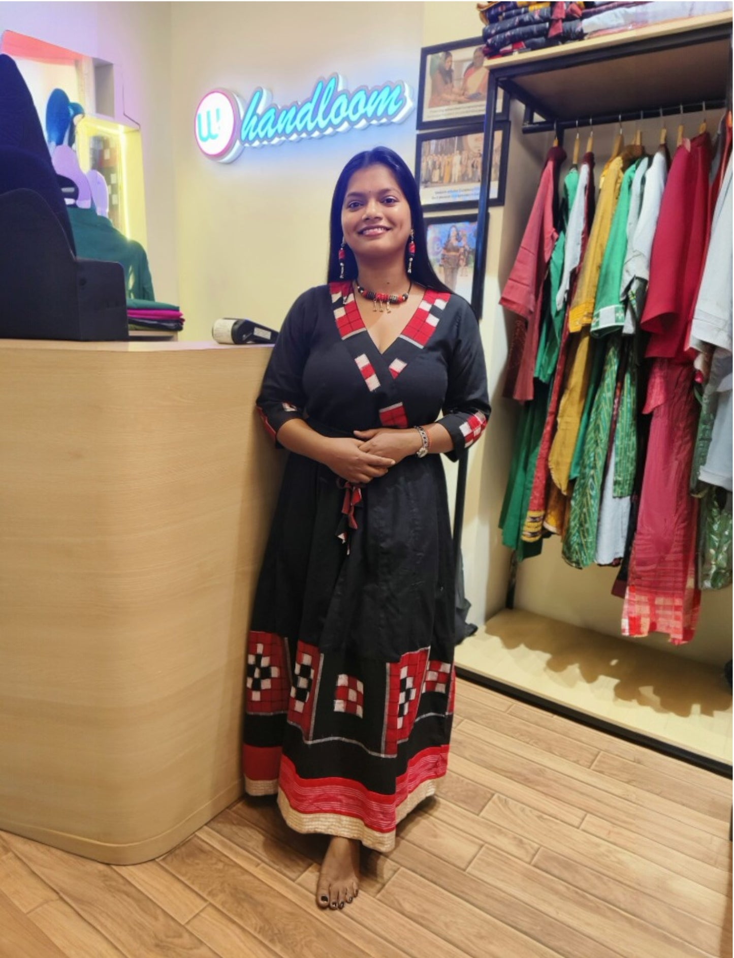 Handloom Black Passapalli Kurta Set