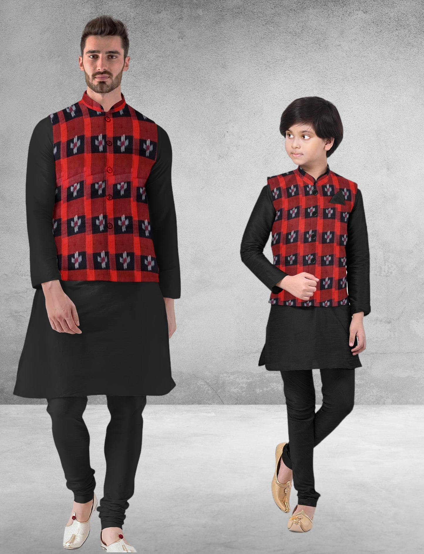 Ikkat Maroon Star Modi Jacket