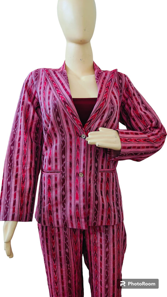 Handloom Stylish Pink Blazer Suit
