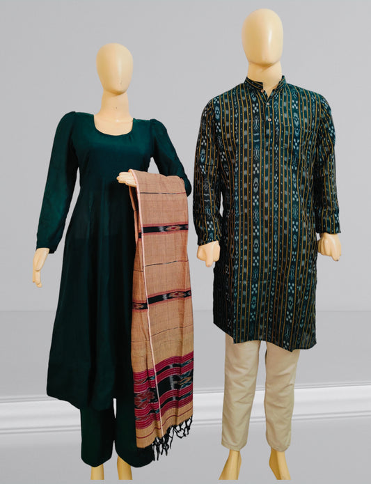 Handloom Twinning Pink Kurta Set