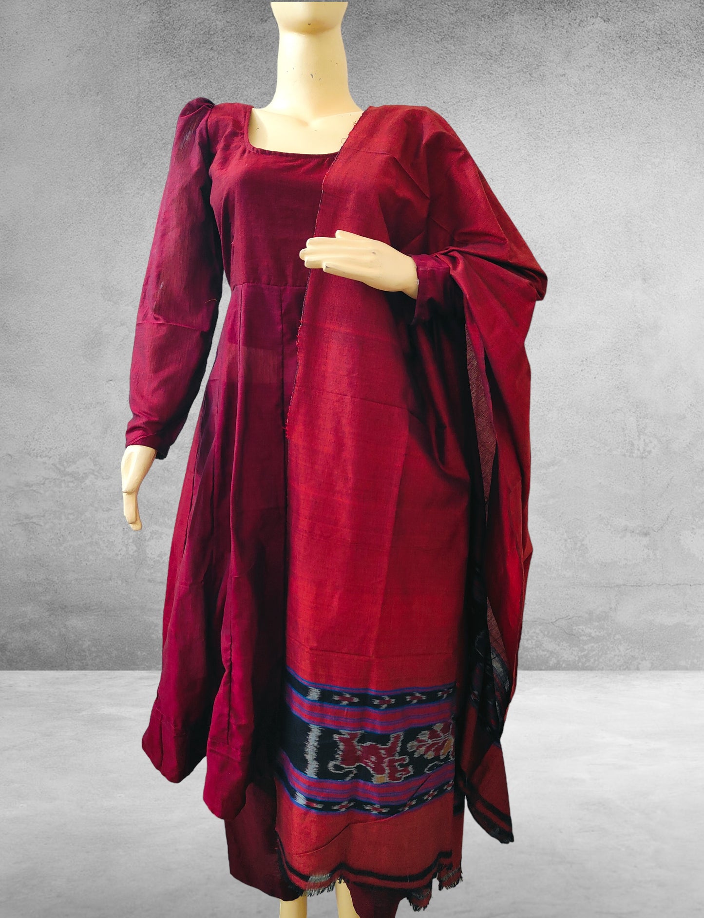 Cotton Maroon Twinning Set Dress