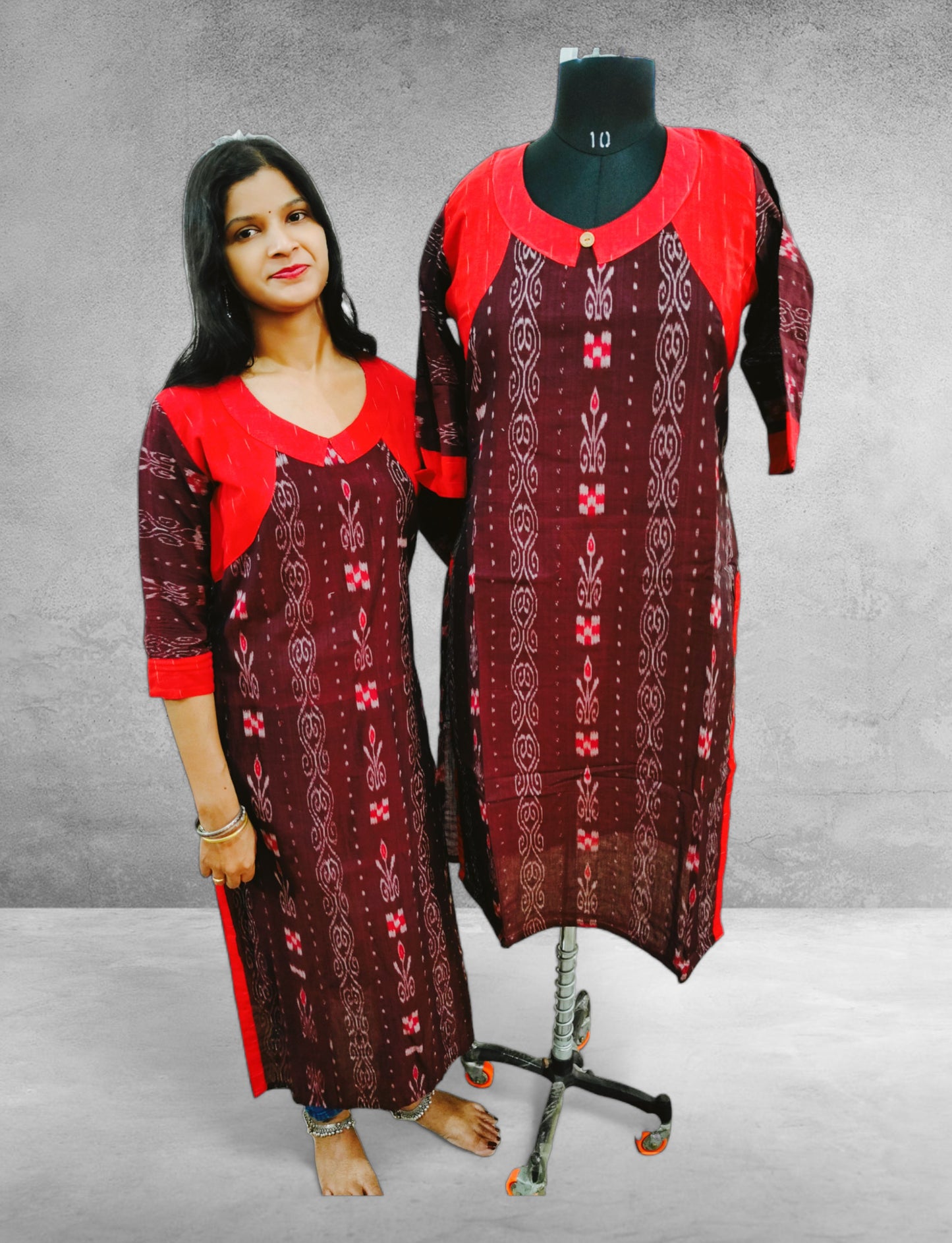 Cotton Maroon Kurta & Pant Set
