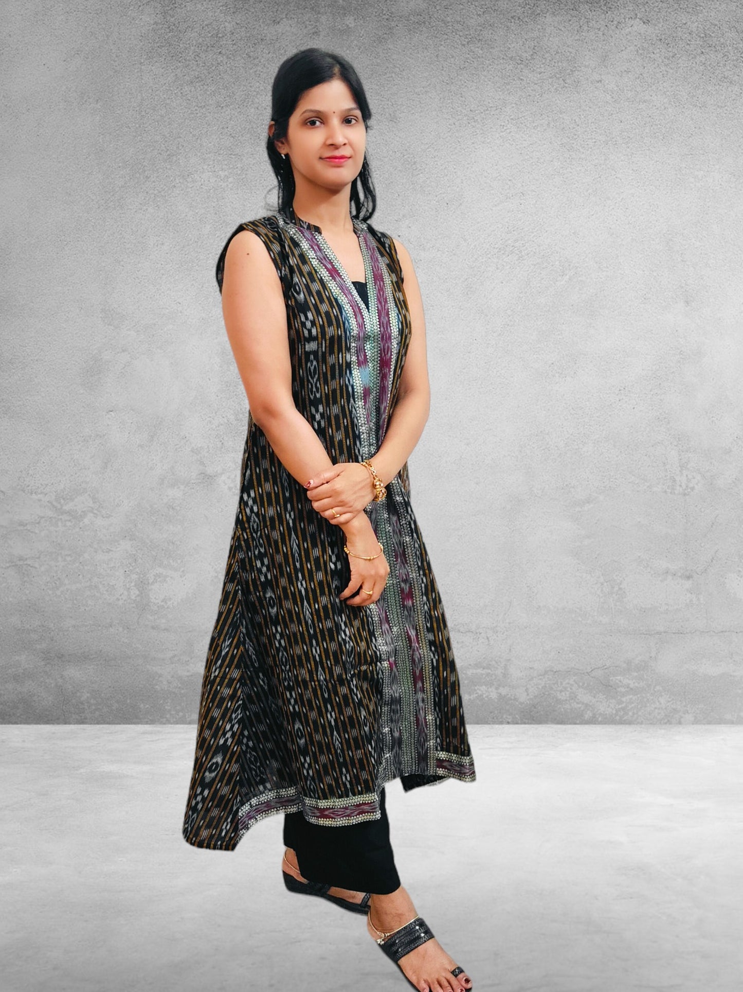 Handloom Cotton A Line Maroon Kurta Set