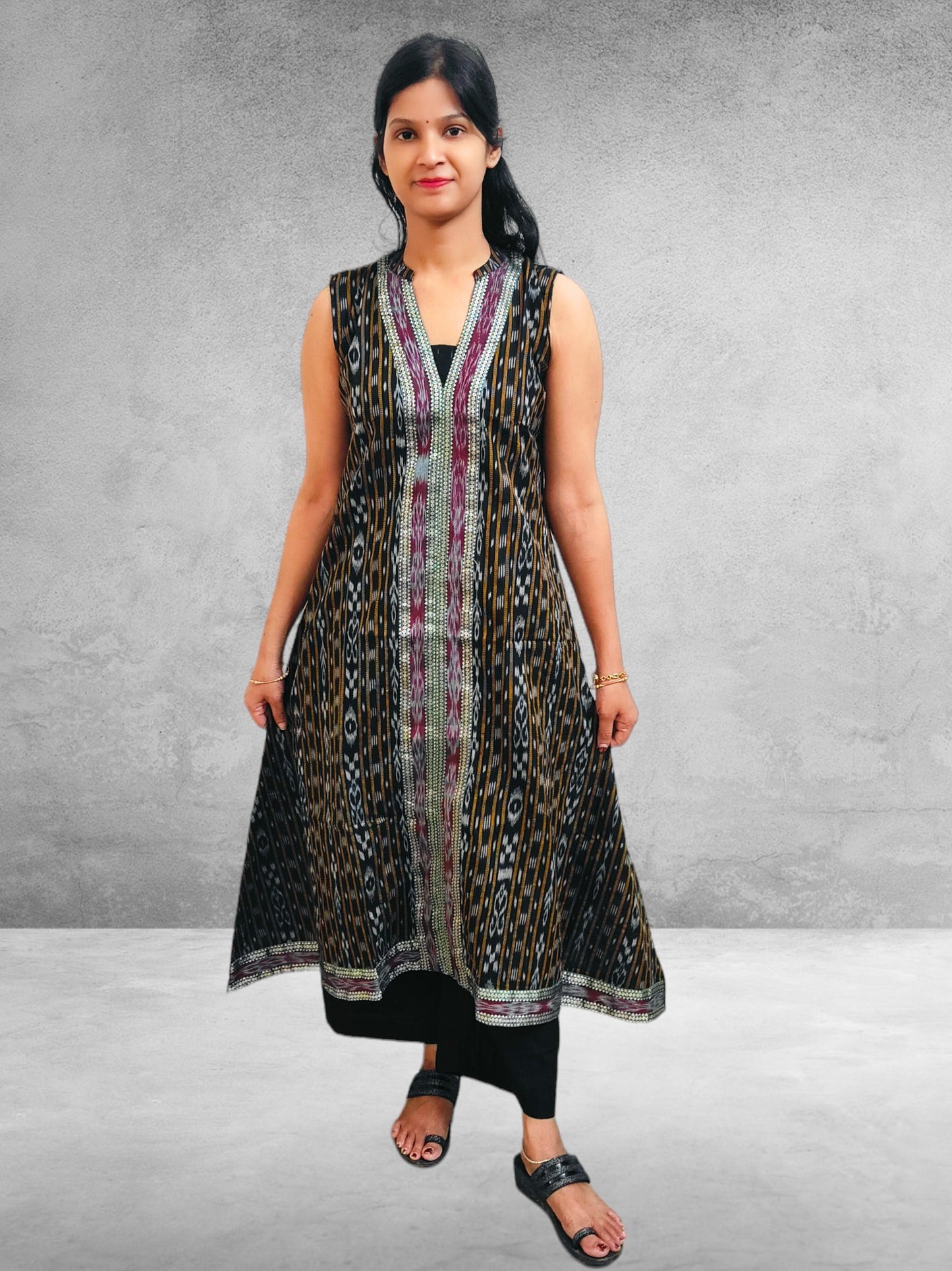 Handloom Cotton A Line Maroon Kurta Set