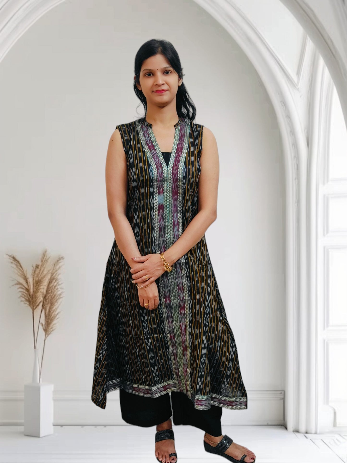 Handloom Cotton A Line Maroon Kurta Set