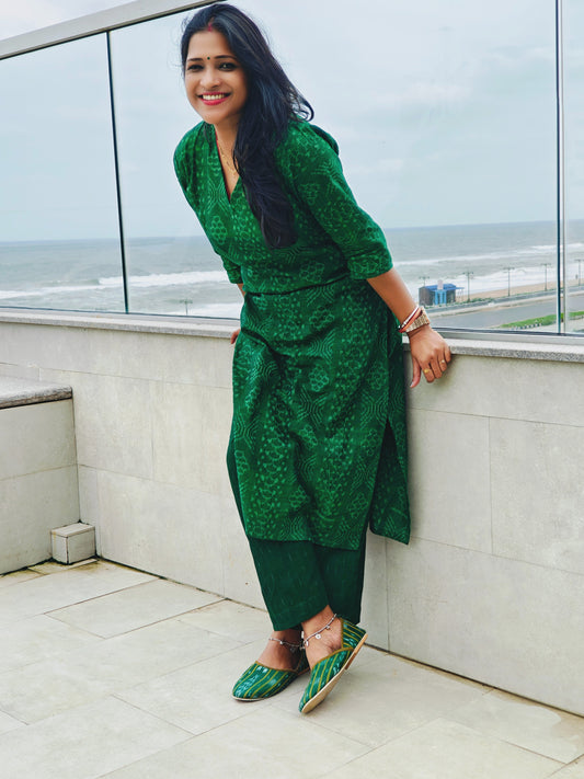 Handloom Green Straight Kurta Set