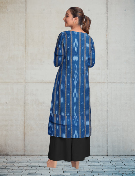 Women Blue Cotton Kurta Set
