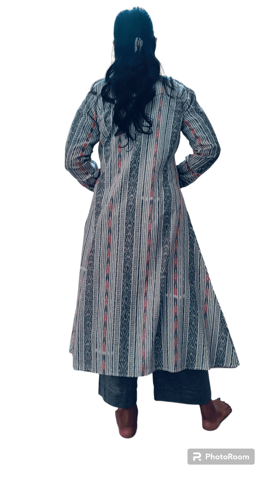 Handloom Designer White nd Grey Shrug Set