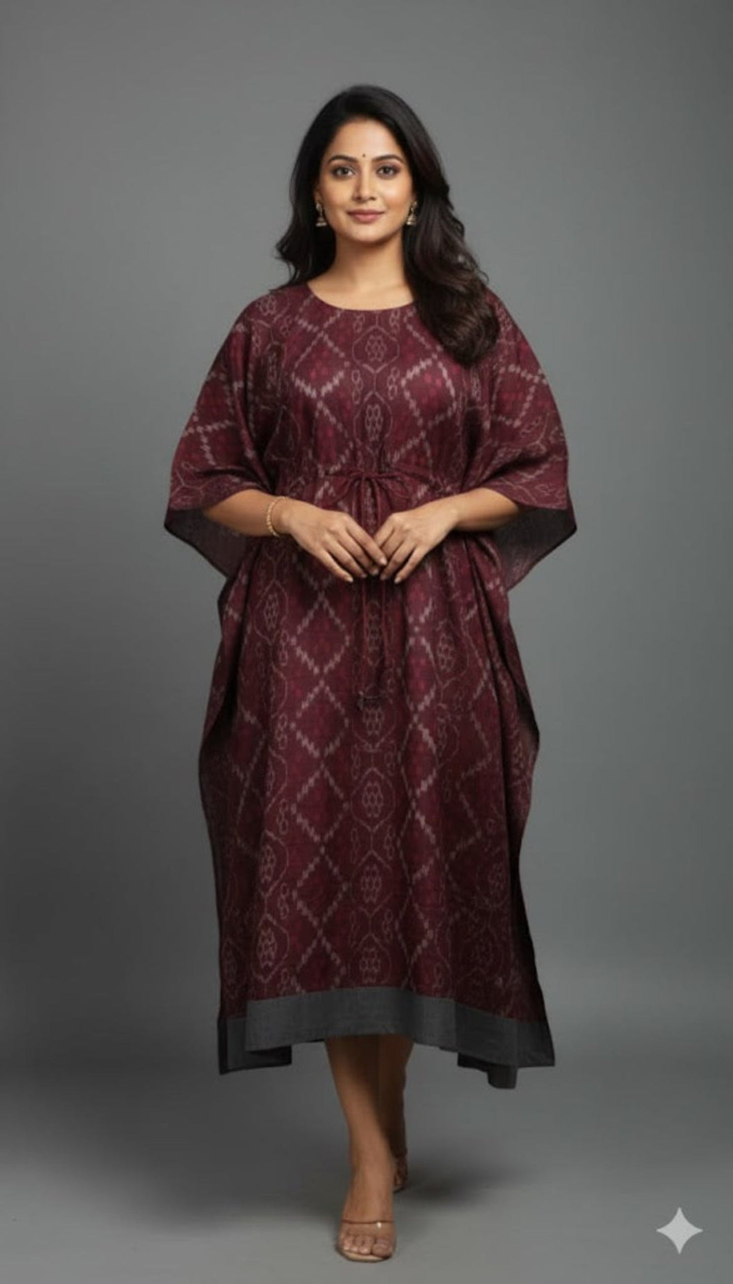 Handloom Deep Maroon Kaftan