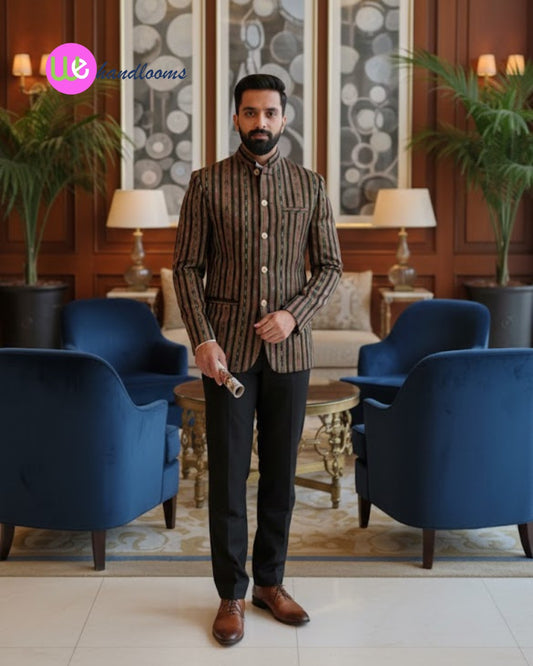 Handloom Men's Chinese Black Blazer