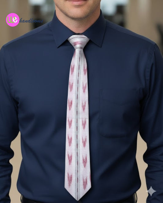 Handloom Men's White Pink Arrow