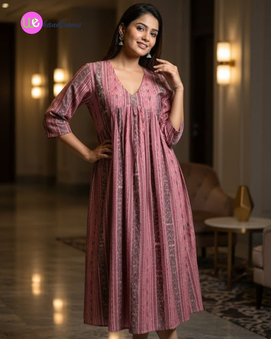 Handloom Stylish Cotton Pink Single Dress