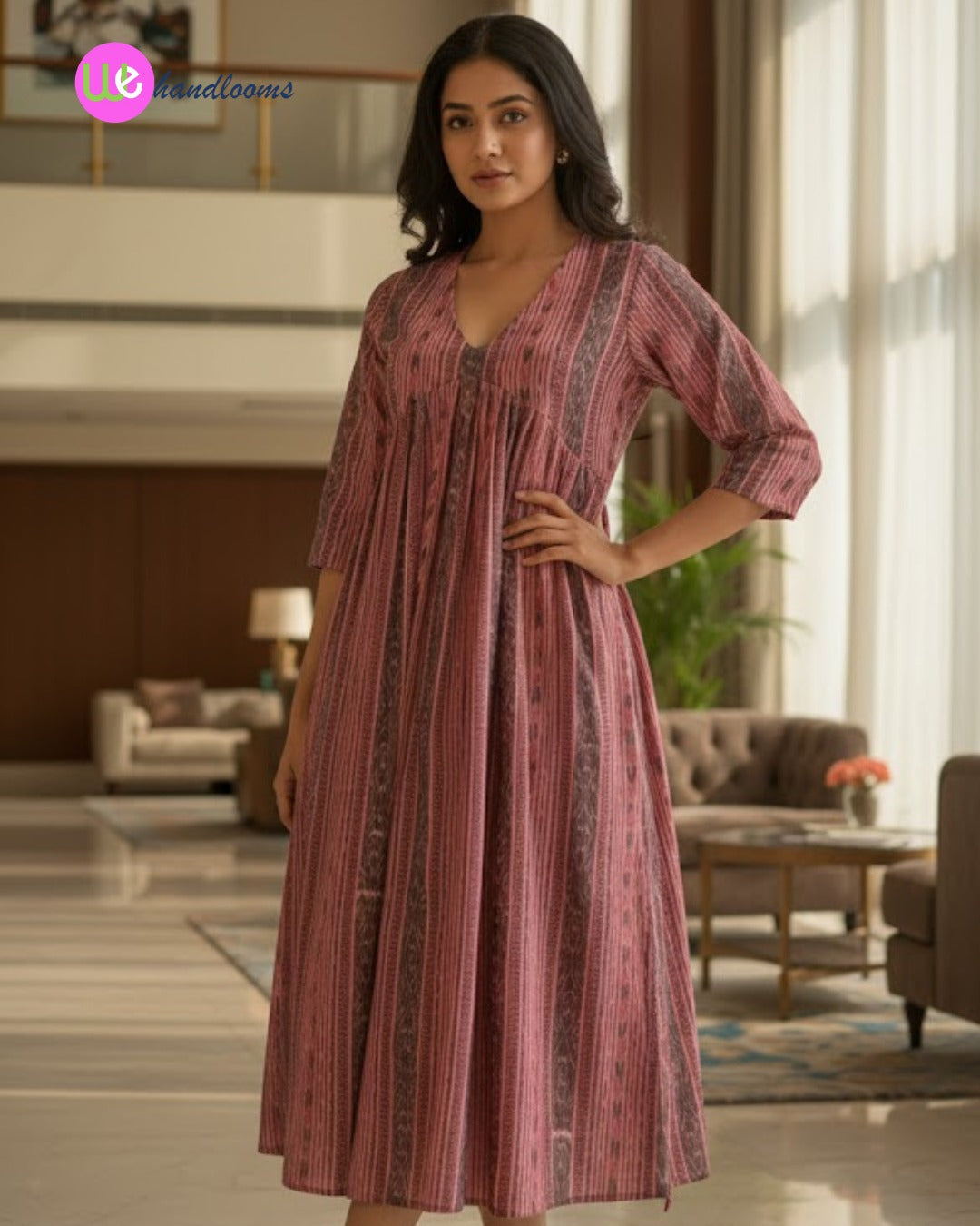 Handloom Stylish Cotton Pink Single Dress