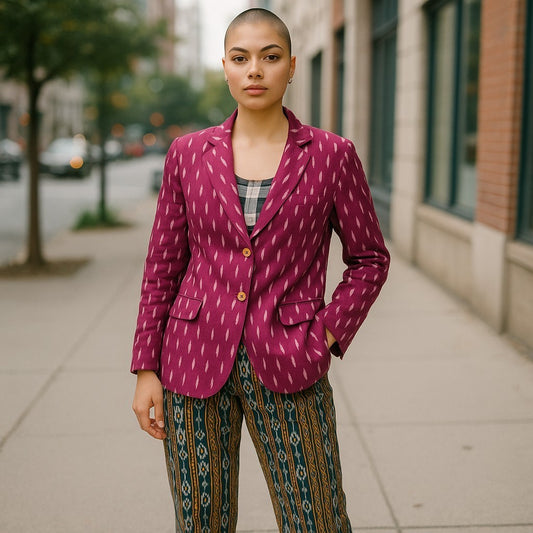 Handloom Purple Womens Blazer