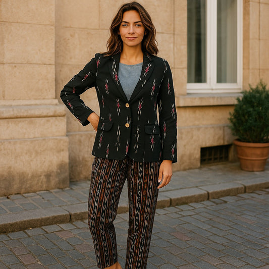 Handloom Black Ikkat Blazer