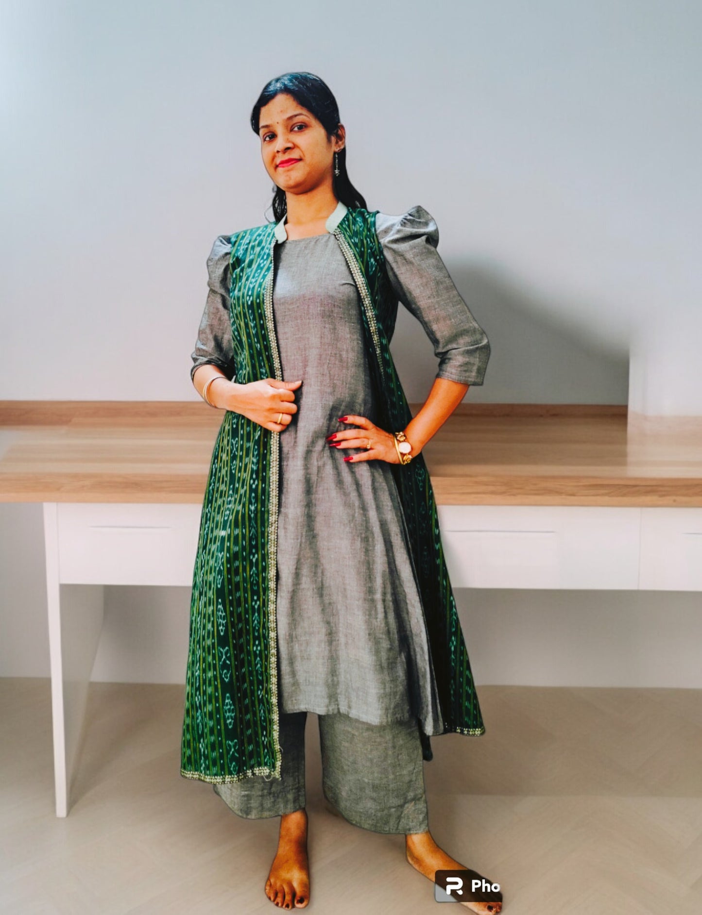 Handloom Designer Green Shrug Sets