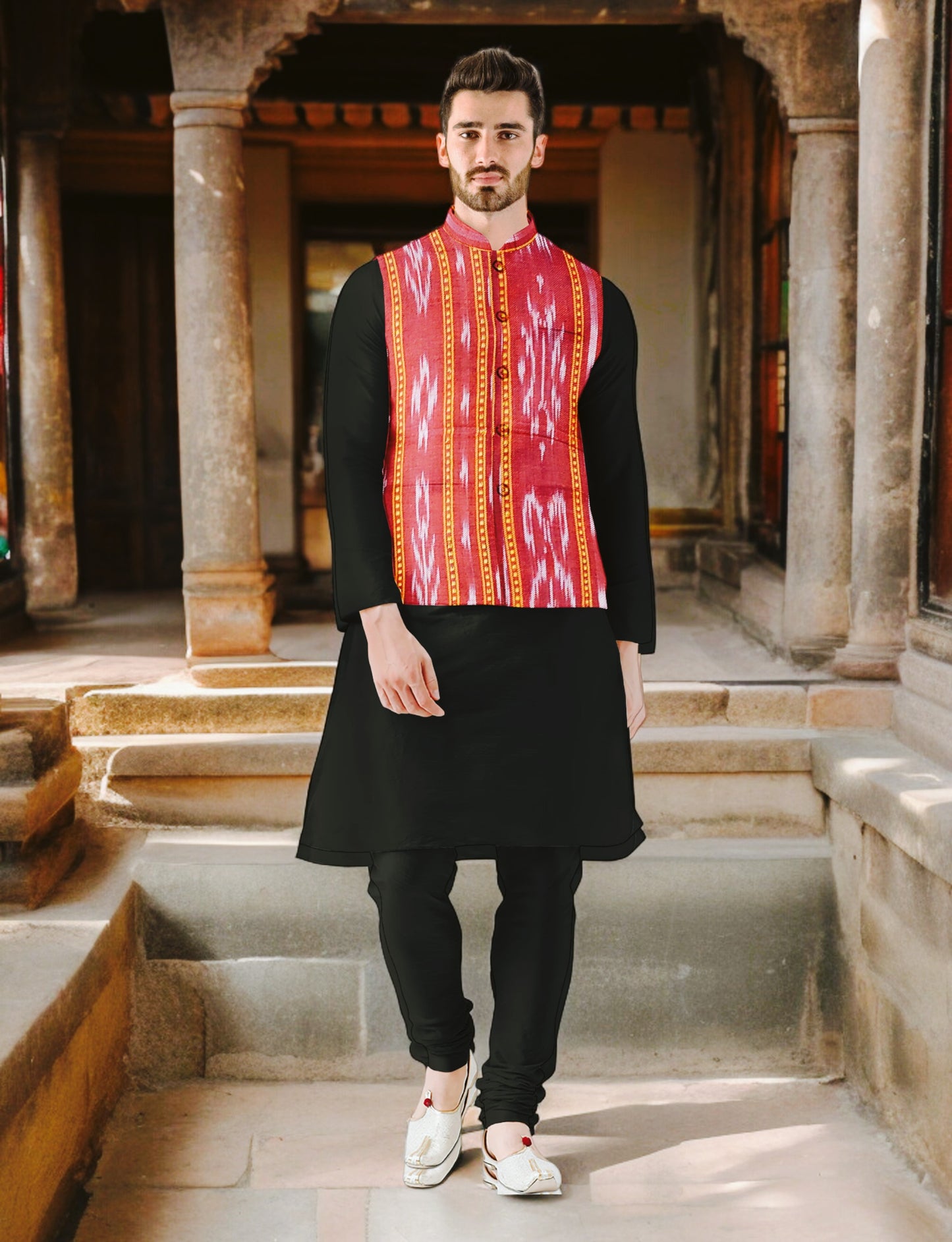 Mens Cotton Maroon Modi Jacket