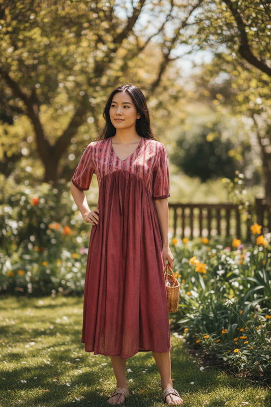 Handloom Designer Maroon Single Dress