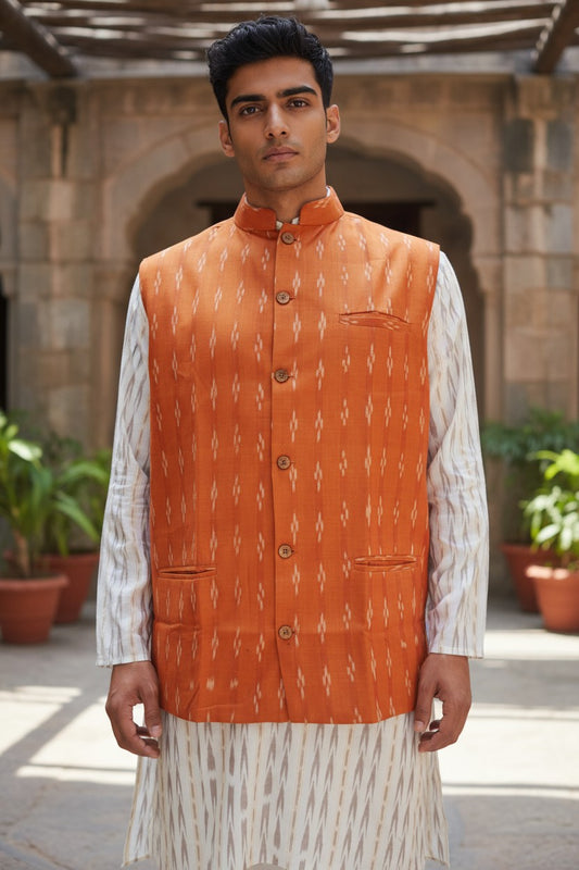 Handloom Orange Men's Jacket