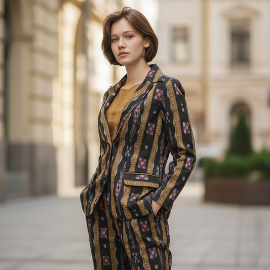 Women Black Passapali Blazer Suit