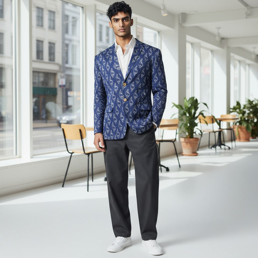 Handloom Mens Blue Blazer