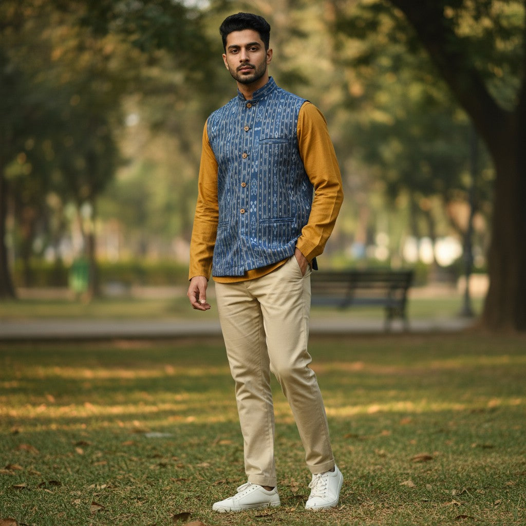 Men's Cotton Blue Modi Jacket