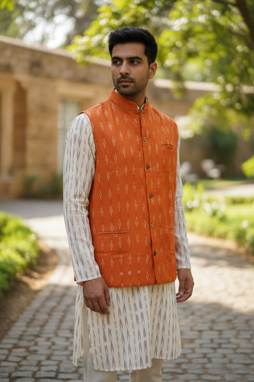 Handloom Orange Men's Jacket