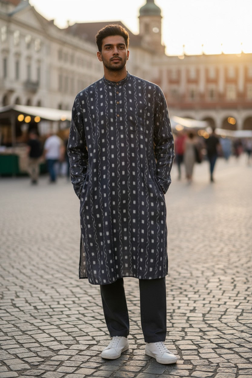 Handloom Men's Black Kurta