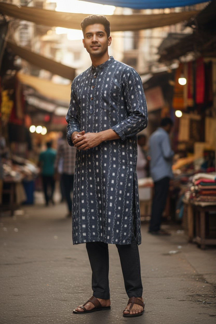 Handloom Men's Black Kurta