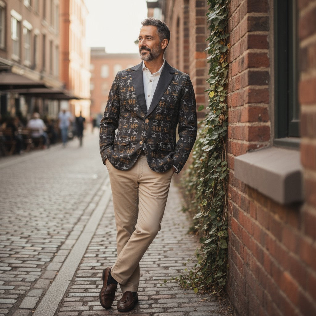 Handloom Mens Tribal Black Blazer