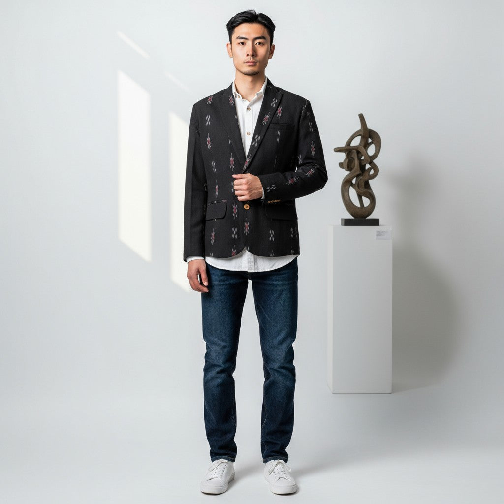 Handloom Men's Black Blazer